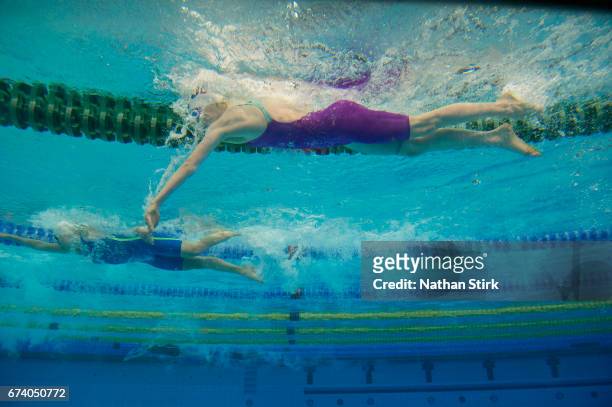 Elena Krawzow of Germany competes in the 100mm freestyle during day one of the British Para-Swimming International at Ponds Forge on April 27, 2017...