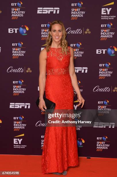 Helen Glover poses on the red carpet during the BT Sport Industry Awards 2017 at Battersea Evolution on April 27, 2017 in London, England. The BT...