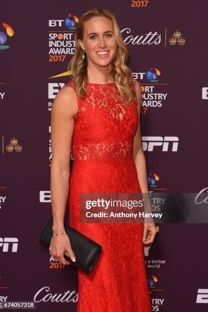 Helen Glover poses on the red carpet during the BT Sport Industry Awards 2017 at Battersea Evolution on April 27, 2017 in London, England. The BT...