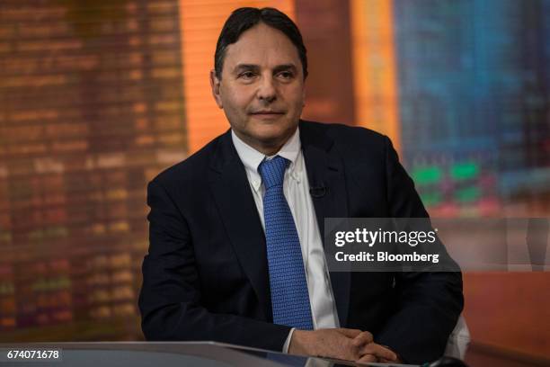 Mike Siegel, global head of insurance asset management for Goldman Sachs Asset Management LP, listens during a Bloomberg Television interview in New...