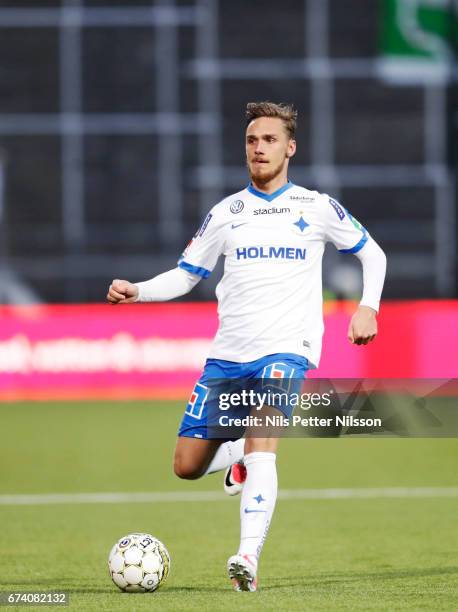 Linus Wahlqvist of IFK Norrkoping during the Allsvenskan match between IFK Norrkoping and Jonkopings Sodra IF at Ostgotaporten on April 27, 2017 in...