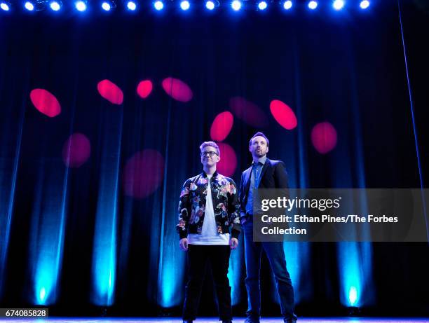 Of Mills Entertainment, Michael Mills and YouTube star Tyler Oakley are photographed for Forbes Magazine on March 21, 2017 at the Saban Theatre in...
