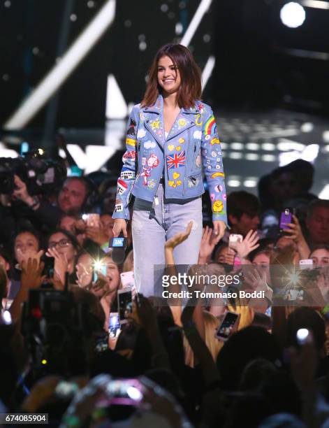 Host of WE Day California, actress/singer and UNICEF Goodwill Ambassador Selena Gomez speaks onstage at WE Day California to celebrate young people...