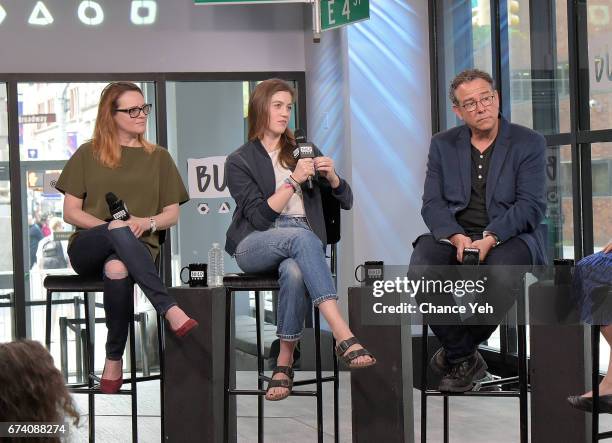 Jennifer Laura Thompson and Laura Dreyfuss and Michael Greif attend Build series to discuss "Dear Evan Hansen" at Build Studio on April 27, 2017 in...