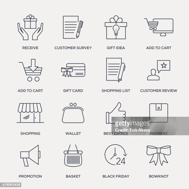 shopping and buying icon set - line series - debit cards credit cards accepted stock illustrations