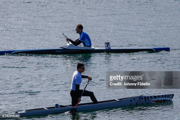 Illustration kayaker during the French Championship Canoe Sprint on April 28, 2017 in Vaires-sur-Marne, France.