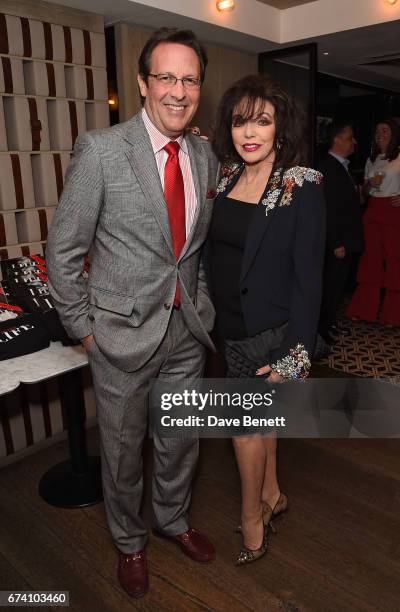 Percy Gibson and Joan Collins attend the Spectator Life 5th Birthday Party at the Hari Hotel on April 27, 2017 in London, England.