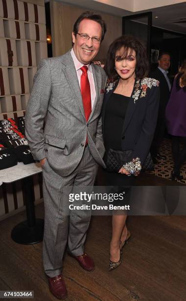 Percy Gibson and Joan Collins attend the Spectator Life 5th Birthday Party at the Hari Hotel on April 27, 2017 in London, England.