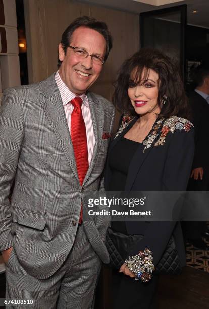 Percy Gibson and Joan Collins attend the Spectator Life 5th Birthday Party at the Hari Hotel on April 27, 2017 in London, England.