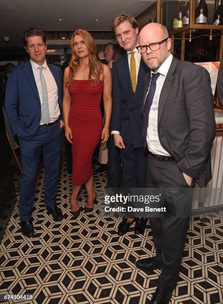 Nelson Fraser, Celia Walden, Tom Chamberlin and Toby Young attend the Spectator Life 5th Birthday Party at the Hari Hotel on April 27, 2017 in...