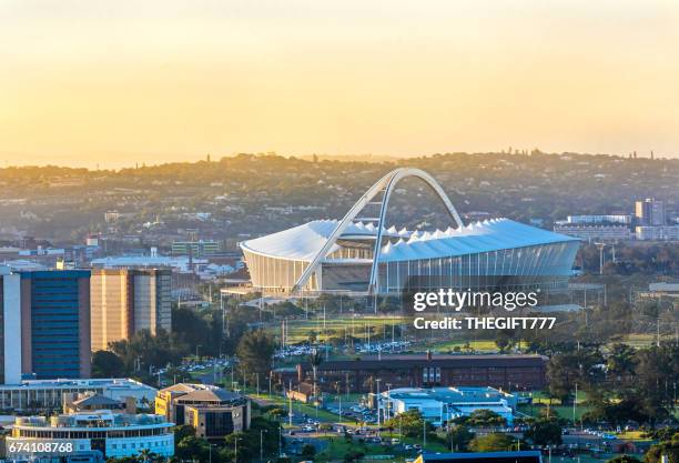 moses mabhida stadium in durban from above - durban stock pictures, royalty-free photos & images