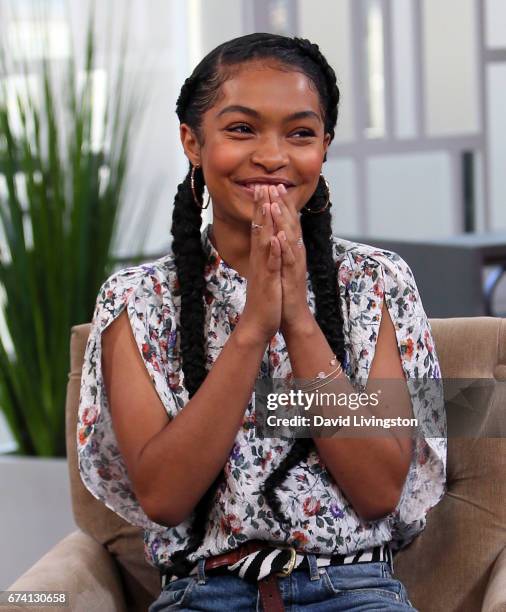 Actress Yara Shahidi visits Hollywood Today Live at W Hollywood on April 27, 2017 in Hollywood, California.