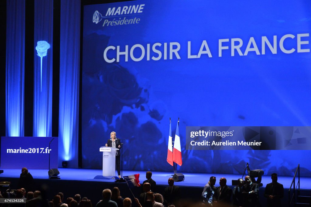 Presidential Candidate Marine Le Pen Holds A Rally Meeting In Nice