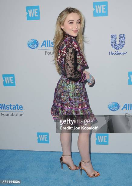 Singer Sabrina Carpenter arrives at We Day California 2017 at The Forum on April 27, 2017 in Inglewood, California.