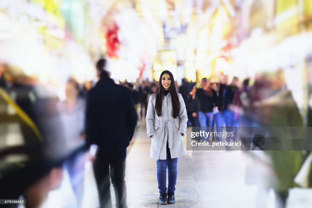 Beautiful young woman in Grand Bazaar, Istanbul, Turkey