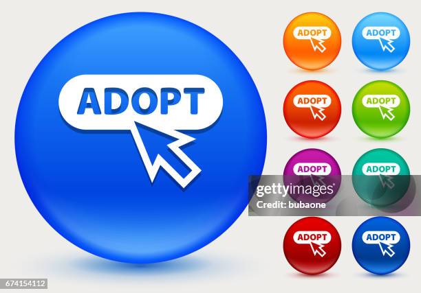 online adoption icon on shiny color circle buttons - technology adoption stock illustrations