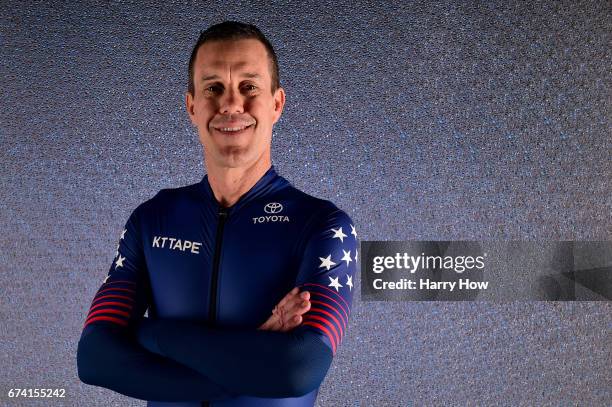 Speed skater K.C. Boutiette poses for a portrait during the Team USA PyeongChang 2018 Winter Olympics portraits on April 27, 2017 in West Hollywood,...