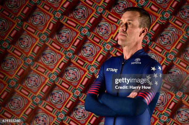 Speed skater K.C. Boutiette poses for a portrait during the Team USA PyeongChang 2018 Winter Olympics portraits on April 27, 2017 in West Hollywood,...