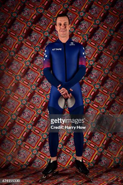 Speed skater K.C. Boutiette poses for a portrait during the Team USA PyeongChang 2018 Winter Olympics portraits on April 27, 2017 in West Hollywood,...