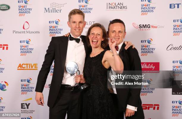 Two Circles pose with the Agency of the Year award during the BT Sport Industry Awards 2017 at Battersea Evolution on April 27, 2017 in London,...