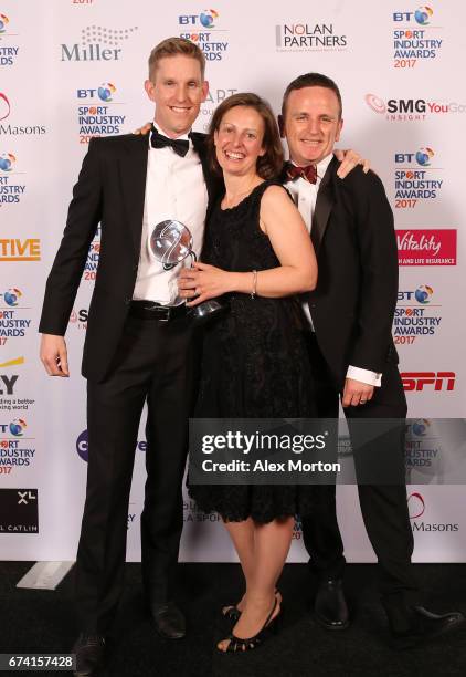 Two Circles pose with the Agency of the Year award during the BT Sport Industry Awards 2017 at Battersea Evolution on April 27, 2017 in London,...