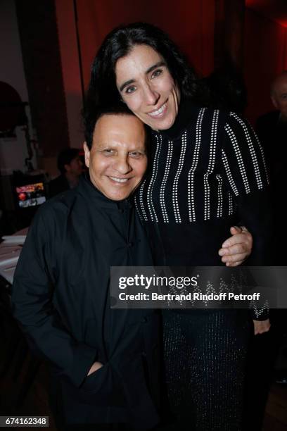 Azzedine Alaia and Choreographer Blanca Li attend the "pascALEjandro - L'Androgyne Alchimique" Exhibition Opening at Azzedine Alaia Gallery on April...