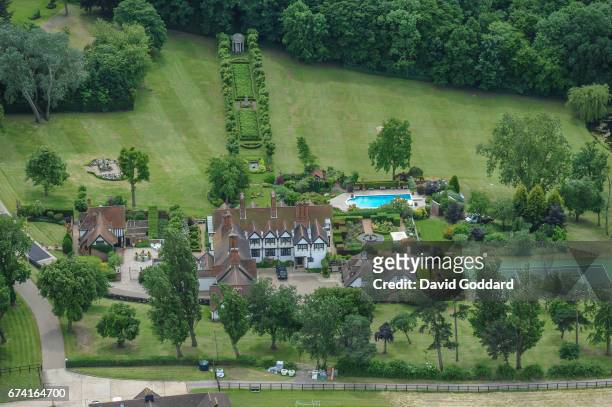 Aerial photograph of Wood House the former residence of Rod Stewart and Penny Lancaster on June 20, 2009. This grade 2 listed Jacobean style house...