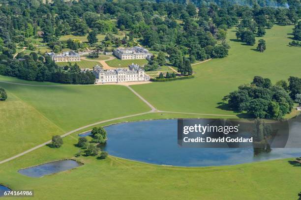 Aerial photograph of Woburn Abbey, the family home of the Duke of Bedford on September 09, 2011. This Palladium style country house dates back to...