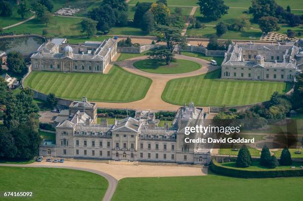 Aerial photograph of Woburn Abbey, the family home of the Duke of Bedford on September 09, 2010. This Palladium style country house dates back to...