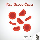 Red blood cells ( flat design ) on vignette background