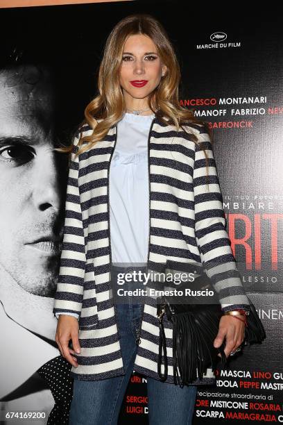 Nicoletta Romanoff attends a photocall for 'Le Verita' on April 27, 2017 in Rome, Italy.