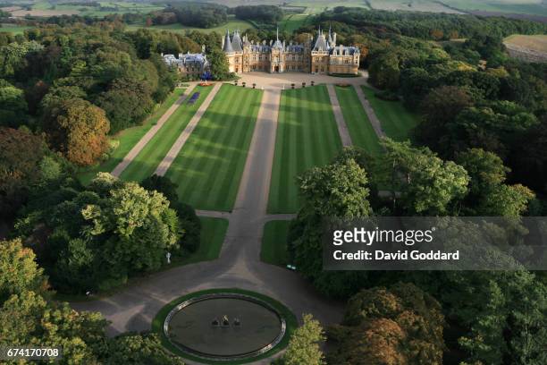 Aerial view of Baron Ferdinand de Rothschild's Waddesdon Manor on June 22, 2010. This 1870s Renaissance châteaux is located between Aylesbury and...
