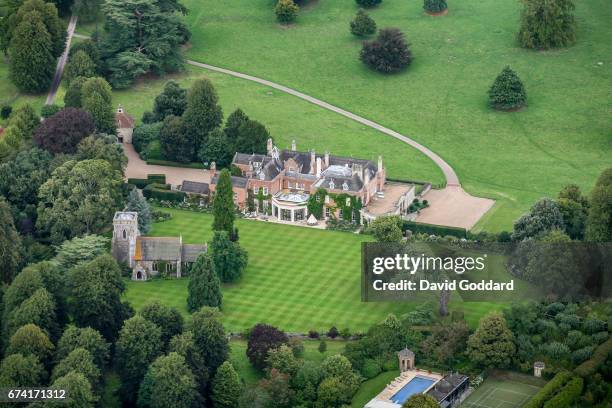 Aerial photograph of Sydmonton Court in Hampshire on September 05 2006. This Tudor Manor house dates back to the 16th century it is located 4 miles...