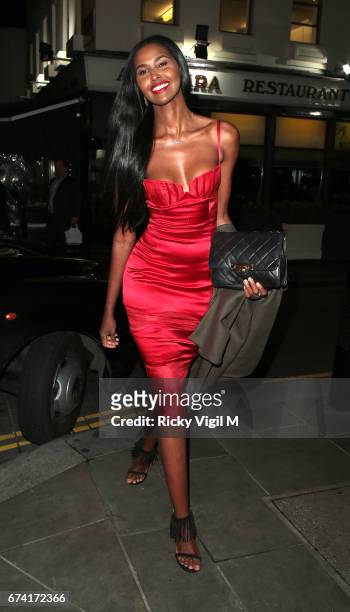 Ubah Hassan seen arriving at Loulou's private members club in Mayfair on April 27, 2017 in London, England.