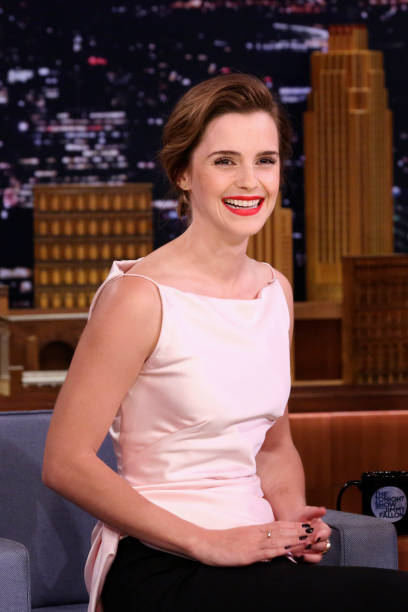 Episode 0663 -- Pictured: Actress Emma Watson during an interview with host Jimmy Fallon on April 27, 2017 --