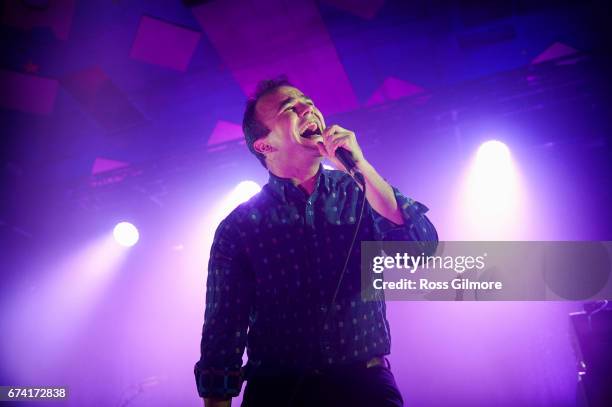 Samuel T. Herring of Future Islands performs at Barrowlands Ballroom on April 27, 2017 in Glasgow, Scotland.