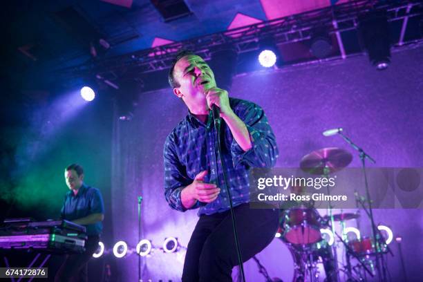 Samuel T. Herring of Future Islands performs at Barrowlands Ballroom on April 27, 2017 in Glasgow, Scotland.