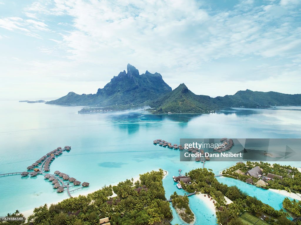 Bora Bora volcano and lagoon.
