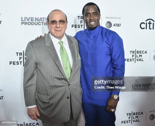 Clive Davis and Sean Combs attend the "Can't Stop, Won't Stop: The Bad Boy Story" Premiere on April 27, 2017 in New York City.
