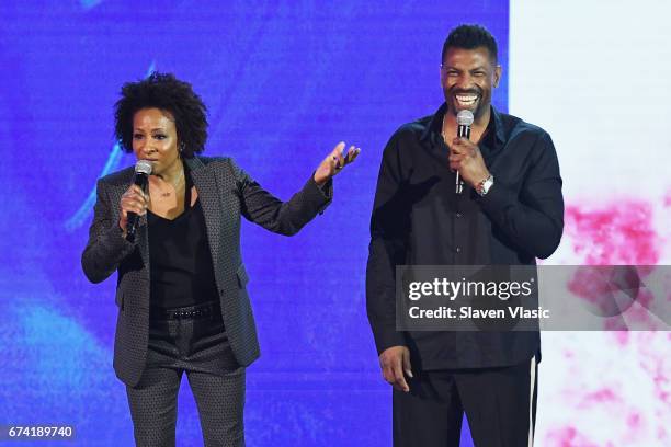 Comedian Wanda Sykes and actor Deon Cole speak onstage during the 2017 BET Upfront NY at PlayStation Theater on April 27, 2017 in New York City.
