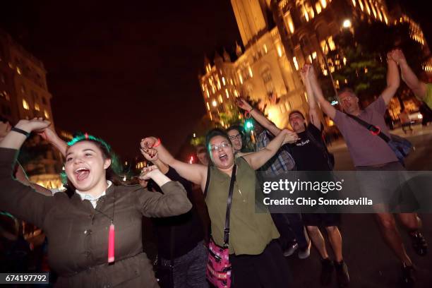 Hundreds of Native Americans and their supporters participate in a traditional Round Dance in the middle of Pennsylvania Avenue, blocking traffic in...