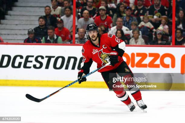 Ottawa Senators Defenceman Erik Karlsson during the second period in game 1 of the second round of the 2017 NHL Stanley Cup Playoffs between the New...