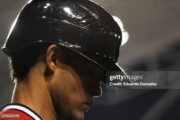 Luis Medina of Guerreros de Oaxaca looks ok during the match between Leones de Yucatan and Guerreros de Oaxaca as part of the Liga Mexicana de...