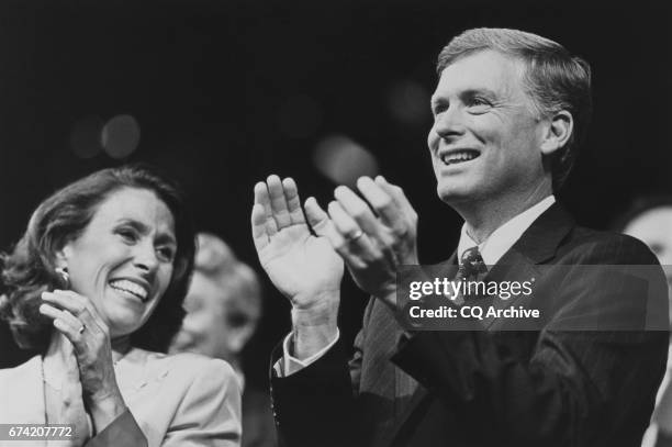 Second Lady Marilyn Tucker and Vice President Dan Quayle at the GOP Convention, on Aug. 17, 1992.