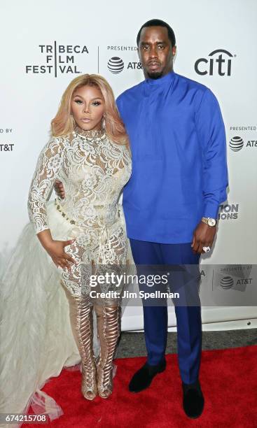 Rapper Lil' Kim and rapper Sean Combs attend the world premiere of "Can't Stop, Won't Stop: A Bad Boy Story" co-supported by Deleon Tequila during...