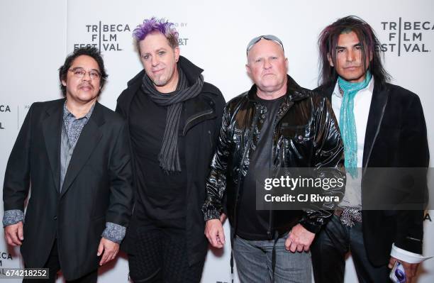 Band A Flock of Seagulls attends the premiere of 'Dare to be Different' during the 2017 Tribeca Film Festival at Spring Studios on April 27, 2017 in...