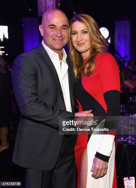 Former tennis player and Community Achievement Award recipient Andre Agassi and his wife, former tennis player Steffi Graf attend the 21st annual...