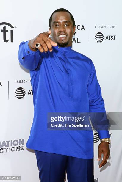 Rapper/actor Sean Combs attends the world premiere of "Can't Stop, Won't Stop: A Bad Boy Story" co-supported by Deleon Tequila during the 2017...