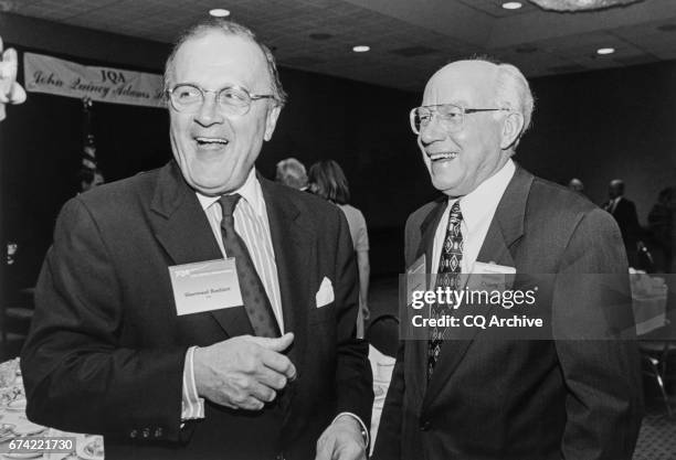 Rep. Sherwood Boehlert, R-N.Y., and Rep. Vern Ehlers, R-Mich., at "J. Quincy Admas" society reception at Hyatt Regency on March 6, 1997.