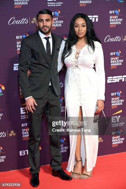 Riyad Mahrez and Rita Johal attend the BT Sport Industry Awards at Battersea Evolution on April 27, 2017 in London, England.